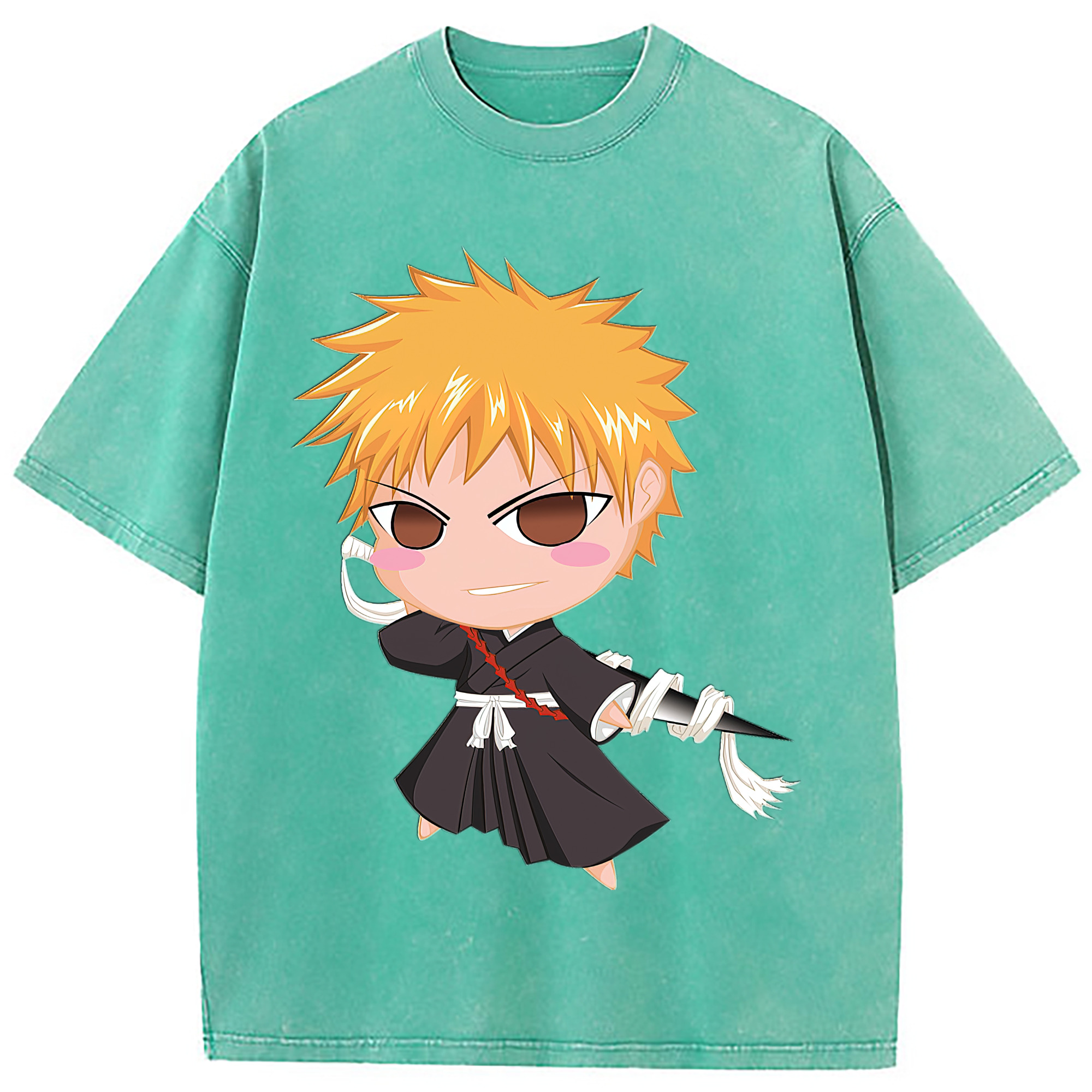 （画像用） ブリーチ 黒崎一護（くろさき いちご）BLEACH Kurosaki Ichigo 綿100% ヴィンテージ風 半袖Tシャツ（フロントプリント）